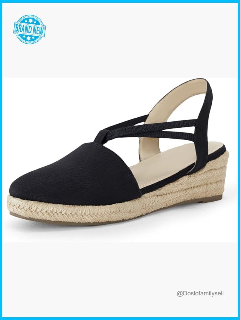 Women's Platform Wedge Espadrille Sandals Slingback Closed Toe Slip On Shoes